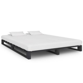 Estructura de cama de palés madera maciza pino gris 140x200 cm de vidaXL, Camas y somieres - Ref: Foro24-285251, Precio: 139,...