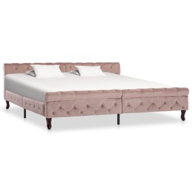 Estructura de cama de terciopelo rosa 200x200 cm de vidaXL, Camas y somieres - Ref: Foro24-288570, Precio: 367,46 €, Descuent...