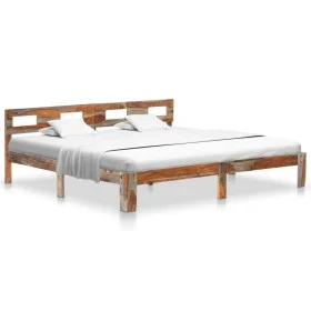 Estructura de cama de madera maciza de sheesham 200x200 cm de vidaXL, Camas y somieres - Ref: Foro24-288419, Precio: 165,99 €...