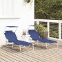 Tumbona 2 pcs Azul 58 x 188 x 77 cm Poliéster en Tumbonas | Comprar online en Foru.es