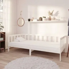 Sofá cama con colchón madera de pino maciza blanco 90x200 cm de vidaXL, Camas y somieres - Ref: Foro24-3083610, Precio: 284,6...