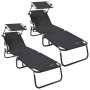 Tumbona plegable 2 pcs Negro 190 x 57 x 81 cm oxford en Tumbonas | Comprar online en Foru.es