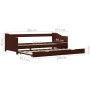 Estructura de sofá cama madera de pino marrón 90x200 cm de vidaXL, Camas y somieres - Ref: Foro24-283152, Precio: 191,95 €, D...