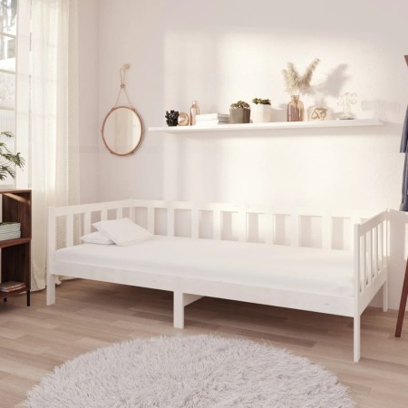 Sofá cama con colchón madera de pino maciza blanco 90x200 cm de vidaXL, Camas y somieres - Ref: Foro24-3083605, Precio: 217,5...