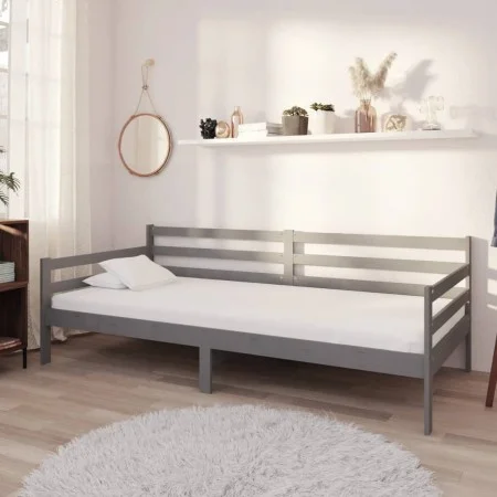 Sofa bed with solid pine wood mattress gray 90x200 cm by vidaXL, Beds and slatted bases - Ref: Foro24-3083591, Price: 290,16 ...