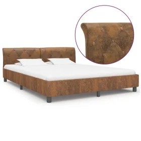 Estructura de cama de piel de ante artificial marrón 160x200 cm de vidaXL, Camas y somieres - Ref: Foro24-284892, Precio: 228...