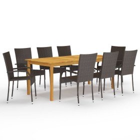 Juego de comedor de jardín de 9 piezas marrón en Conjuntos de jardín | Comprar online en Foru.es