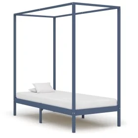 Estructura de cama con dosel madera maciza pino gris 90x200 cm de vidaXL, Camas y somieres - Ref: Foro24-283274, Precio: 100,...