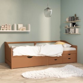 Sofá cama 3 plazas cajones pino macizo marrón miel 90x200 cm de vidaXL, Camas y somieres - Ref: Foro24-322171, Precio: 243,25...
