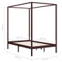 Cama con dosel madera maciza de pino marrón oscuro 120x200 cm de vidaXL, Camas y somieres - Ref: Foro24-283270, Precio: 187,0...