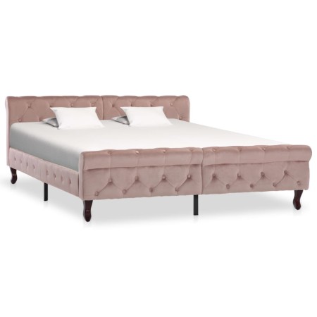 Estructura de cama de terciopelo rosa 160x200 cm de vidaXL, Camas y somieres - Ref: Foro24-288568, Precio: 375,21 €, Descuent...