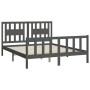 Estructura de cama con cabecero madera de pino gris 150x200cm de vidaXL, Camas y somieres - Ref: Foro24-3188173, Precio: 155,...