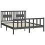 Estructura de cama con cabecero madera de pino gris 150x200cm de vidaXL, Camas y somieres - Ref: Foro24-3188173, Precio: 160,...