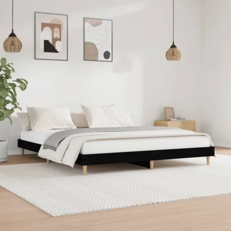 Estructura de cama madera de ingeniería negra 200x200 cm de vidaXL, Camas y somieres - Ref: Foro24-832006, Precio: 132,46 €, ...