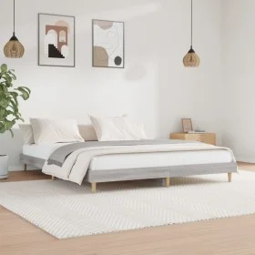 Estructura de cama madera de ingeniería gris Sonoma 200x200 cm de vidaXL, Camas y somieres - Ref: Foro24-832011, Precio: 109,...