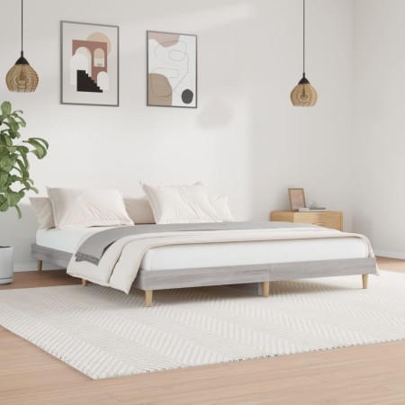 Estructura de cama madera de ingeniería gris Sonoma 200x200 cm de vidaXL, Camas y somieres - Ref: Foro24-832011, Precio: 111,...