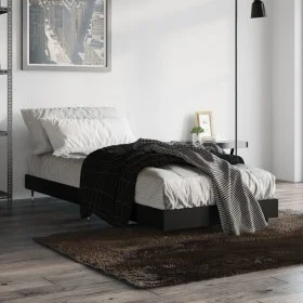 Estructura de cama madera de ingeniería negra 75x190 cm de vidaXL, Camas y somieres - Ref: Foro24-832206, Precio: 88,45 €, De...