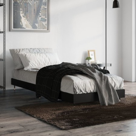 Estructura de cama madera de ingeniería negra 75x190 cm de vidaXL, Camas y somieres - Ref: Foro24-832206, Precio: 89,95 €, De...