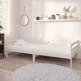 Sofá cama con colchón madera de pino maciza blanco 90x200 cm de vidaXL, Camas y somieres - Ref: Foro24-3083565, Precio: 296,7...