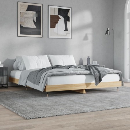 Estructura de cama madera de ingeniería roble Sonoma 200x200 cm de vidaXL, Camas y somieres - Ref: Foro24-832112, Precio: 136...