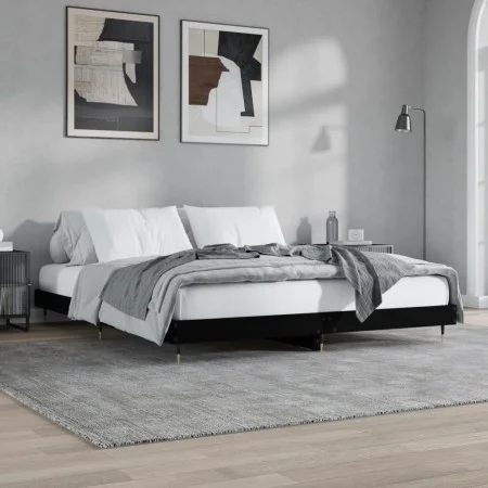 Estructura de cama madera de ingeniería negra 120x200 cm de vidaXL, Camas y somieres - Ref: Foro24-832150, Precio: 131,99 €, ...