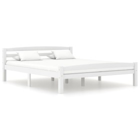 Estructura de cama de madera maciza de pino blanca 160x200 cm de vidaXL, Camas y somieres - Ref: Foro24-322072, Precio: 138,0...