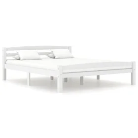Estructura de cama de madera maciza de pino blanca 160x200 cm de vidaXL, Camas y somieres - Ref: Foro24-322072, Precio: 136,1...