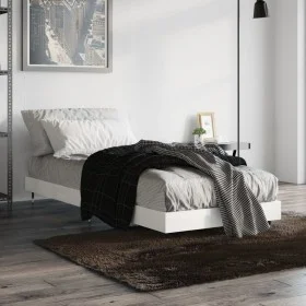 Glossy white engineered wood bed frame 75x190 cm by vidaXL, Beds and slatted bases - Ref: Foro24-832207, Price: 94,33 €, Disc...