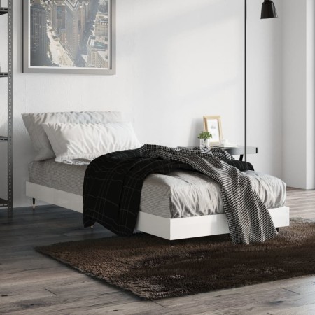 Estructura de cama madera de ingeniería blanco brillo 75x190 cm de vidaXL, Camas y somieres - Ref: Foro24-832207, Precio: 95,...