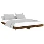 Estructura de cama madera de ingeniería roble ahumado 200x200cm de vidaXL, Camas y somieres - Ref: Foro24-832114, Precio: 122...