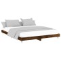 Estructura de cama madera de ingeniería roble ahumado 200x200cm de vidaXL, Camas y somieres - Ref: Foro24-832114, Precio: 141...