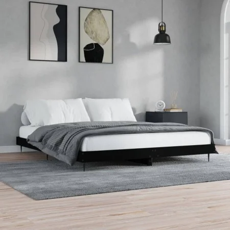 Estructura de cama madera de ingeniería negra 180x200 cm de vidaXL, Camas y somieres - Ref: Foro24-832222, Precio: 148,16 €, ...