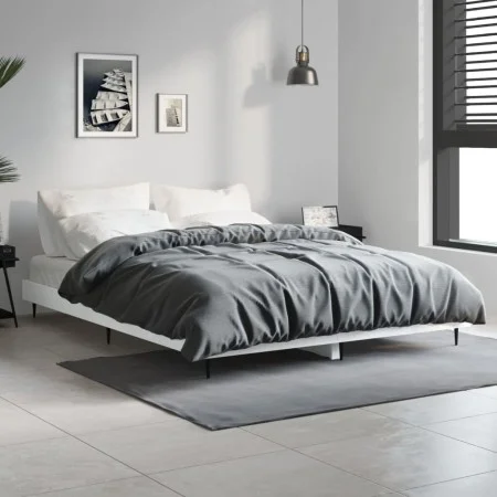 Estructura de cama madera de ingeniería blanca 140x190 cm de vidaXL, Camas y somieres - Ref: Foro24-832277, Precio: 110,61 €,...
