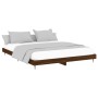 Estructura de cama madera de ingeniería marrón roble 200x200 cm de vidaXL, Camas y somieres - Ref: Foro24-832220, Precio: 143...