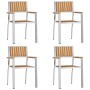 Silla de Jardín 4 pcs Marrón Madera de teca maciza en Sillas de jardín | Comprar online en Foru.es