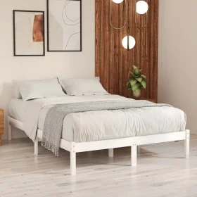 Solid white pine wood bed frame 200x200 cm by vidaXL, Beds and slatted bases - Ref: Foro24-810038, Price: 93,47 €, Discount: %