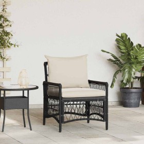 Silla de Jardín con cojín Negro 73 x 61 x 77 cm ratán sintético en Sillas de jardín | Comprar online en Foru.es