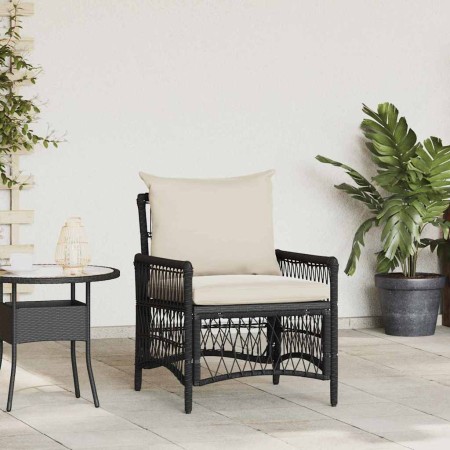 Silla de Jardín con cojín Negro 73 x 61 x 77 cm ratán sintético en Sillas de jardín | Comprar online en Foru.es