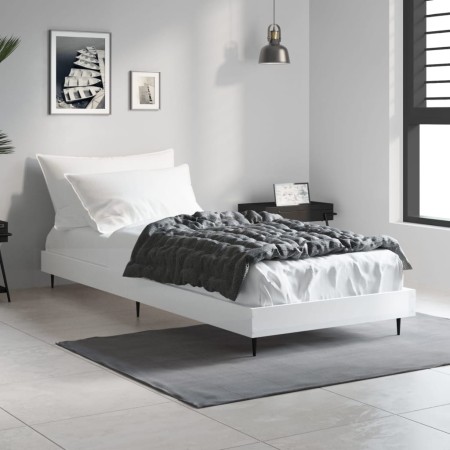 Estructura de cama madera de ingeniería blanco brillo 75x190 cm de vidaXL, Camas y somieres - Ref: Foro24-832311, Precio: 84,...