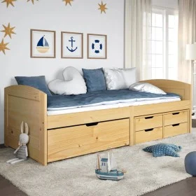 Sofá cama con 5 cajones madera maciza pino IRUN 90x200cm de vidaXL, Camas y somieres - Ref: Foro24-3185211, Precio: 321,41 €,...