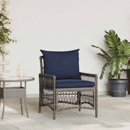 Silla de Jardín con cojín Gris 73 x 61 x 77 cm ratán sintético en Sillas de jardín | Comprar online en Foru.es