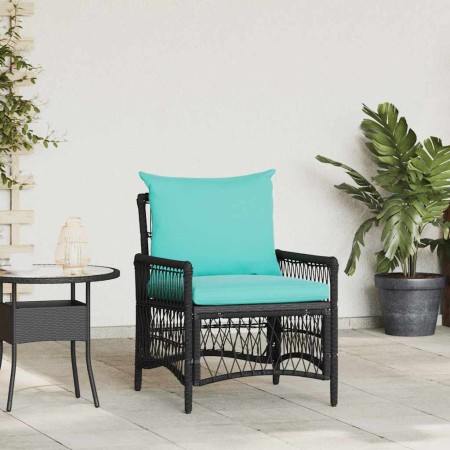 Silla de Jardín con cojín Negro 73 x 61 x 77 cm ratán sintético en Sillas de jardín | Comprar online en Foru.es