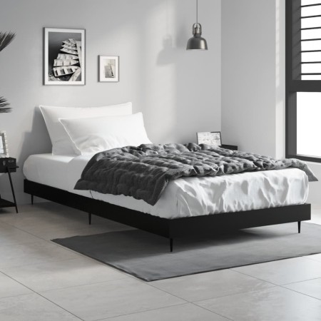 Estructura de cama madera de ingeniería negra 90x200 cm de vidaXL, Camas y somieres - Ref: Foro24-832270, Precio: 74,02 €, De...