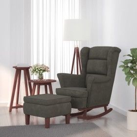 Sillón mecedora patas madera y taburete terciopelo gris oscuro de vidaXL, Mecedoras - Ref: Foro24-3121231, Precio: 291,84 €, ...