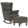 Sillón mecedora patas madera y taburete terciopelo gris oscuro de vidaXL, Mecedoras - Ref: Foro24-3121231, Precio: 291,84 €, ...