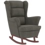 Sillón mecedora patas madera y taburete terciopelo gris oscuro de vidaXL, Mecedoras - Ref: Foro24-3121231, Precio: 291,84 €, ...
