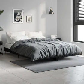 Estructura de cama madera de ingeniería negra 140x190 cm de vidaXL, Camas y somieres - Ref: Foro24-832278, Precio: 104,99 €, ...
