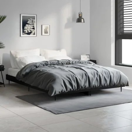 Estructura de cama madera de ingeniería negra 140x190 cm de vidaXL, Camas y somieres - Ref: Foro24-832278, Precio: 104,99 €, ...
