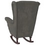 Sillón mecedora patas madera y taburete terciopelo gris oscuro de vidaXL, Mecedoras - Ref: Foro24-3121231, Precio: 291,84 €, ...