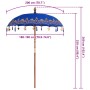Parasol Balinés Azul 185 x 185 x 260 cm Algodón en Sombrillas | Comprar online en Foru.es